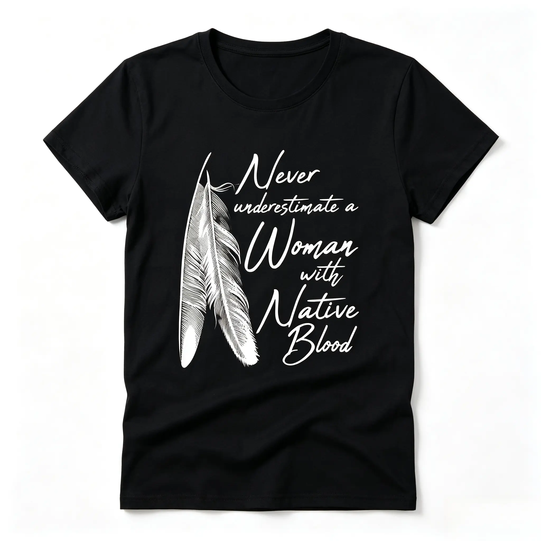 Women's Native American Eagle Feather Graphic Oversized Soft Short-Sleeve Cotton Tee, Everyday Fashion Casual Outfit, Ideal Valentine's Day Gift For Him Her