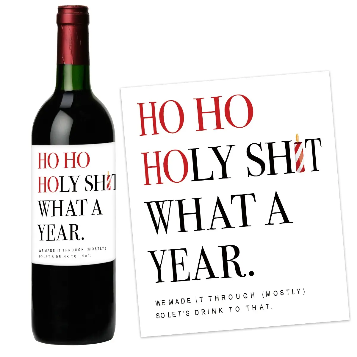 6 Pcs Funny Christmas Bottle Labels, Novelty Joke Bottle Labels, Santa Claus Champagne Bottle Stickers, Personalized Wine Bottle Label Packaging Tags, Holiday, Christmas and New Year Wine Bottle Labels