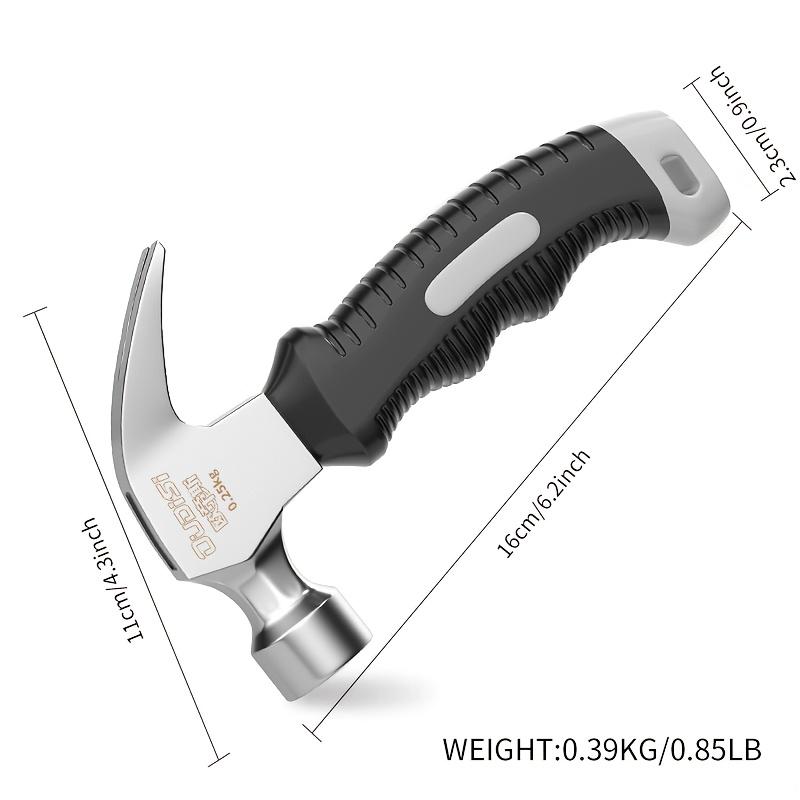 Mini Claw Hammer with Anti-Slip Rubber Handle and Heavy-Duty Metal Structure - Compact Ergonomic Grip, Precisely Balanced Head Suitable for Woodworking, Home Renovation