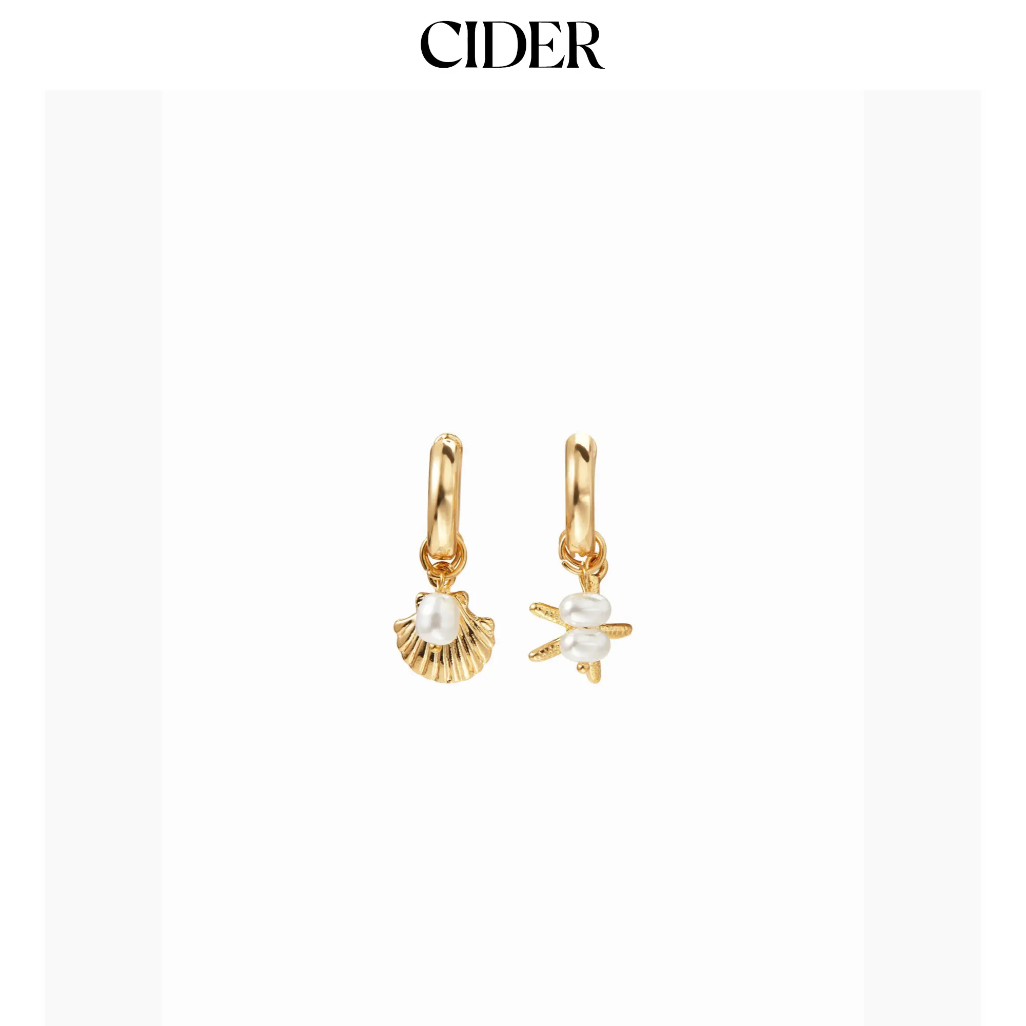 Cider SHELL & STARFISH DROP EARRINGS