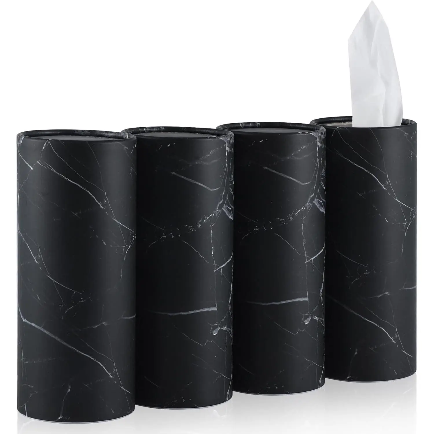 Tissue Holder, 4 Pack  Cup Holder Facial Tissues with Travel Tissue Bag, Quick and Convenient Flower Combination  Tissue Box(4 Canisters/200 Tissues) Black