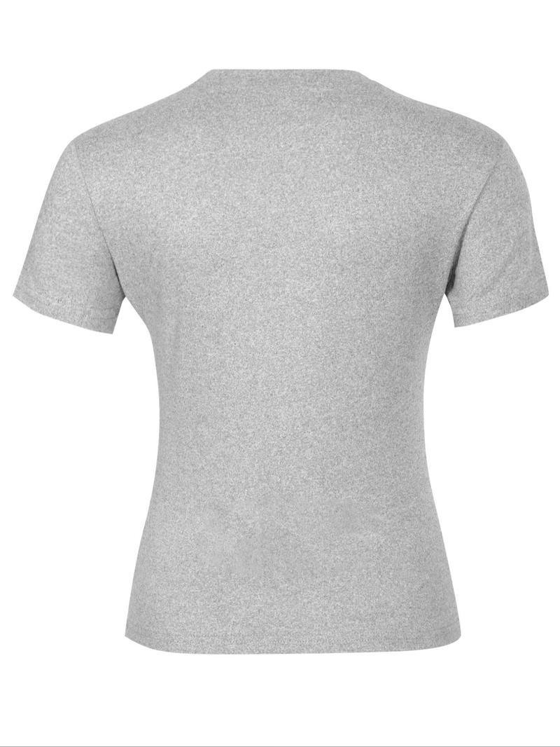 Women's Solid Color Tee, Casual Comfy Round Neck Short Sleeve T-shirt for Summer, Ladies Sleepwear for Daily Wear