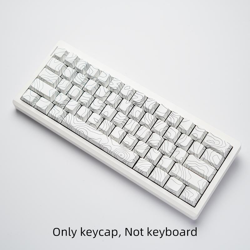 Contour Keyboard Keycap Cherry Blossom Side-Printed Pbt Gaming Accessories, Semi-Transparent Characters Hot-Swappable Compatible 6.25u Spacebar 61 68 75 87 98 99 100 104 108