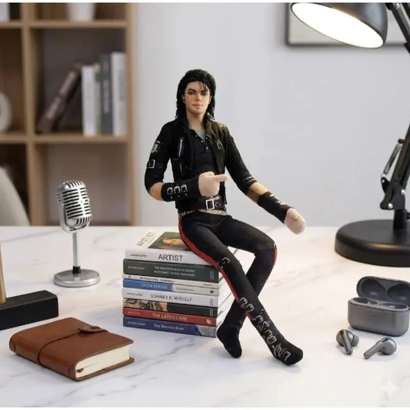 Michael Jackson Soft Plush Doll - Iron Wire Frame, Movable Joints, Character Shaped Stuffed Toy, Cute Collectibles, Can Be Styled, Unisex House Decoration, Abstract MJ Art Birthday Gift