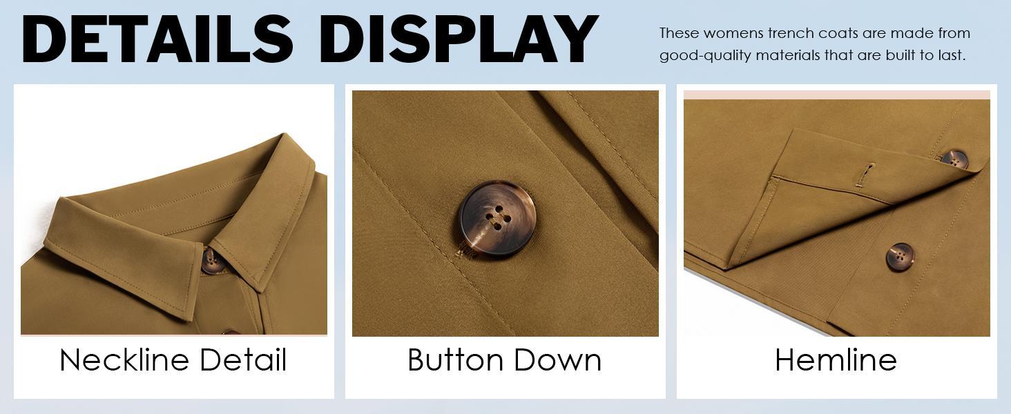 Women's Oversized Cropped Trench Coat, Single-Breasted 3/4 Cape Sleeve, Button-Up Casual Trendy Outerwear Women's Oversized Cropped Trench Coat, Single-Breasted 3/4 Cape Sleeve, Button-Up Casual Trendy Outerwear