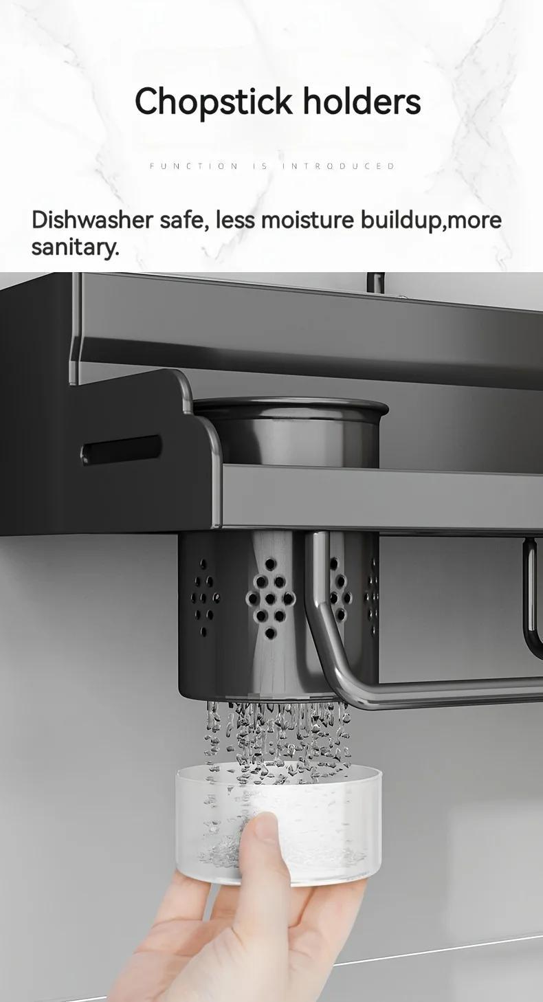 Double-layer Kitchen Spice Knife Storage Rack For Home Storage Decoration 7.68 inches width Wall-mounted Multifunctional Holder Punching-free Storage Organizer With Chopsticks Towel Rail and Utensil Hook Double-layer Kitchen Spice Knife Storage Rack For Home Storage Decoration 7.68 inches width Wall-mounted Multifunctional Holder Punching-free Storage Organizer With Chopsticks Towel Rail and Utensil Hook