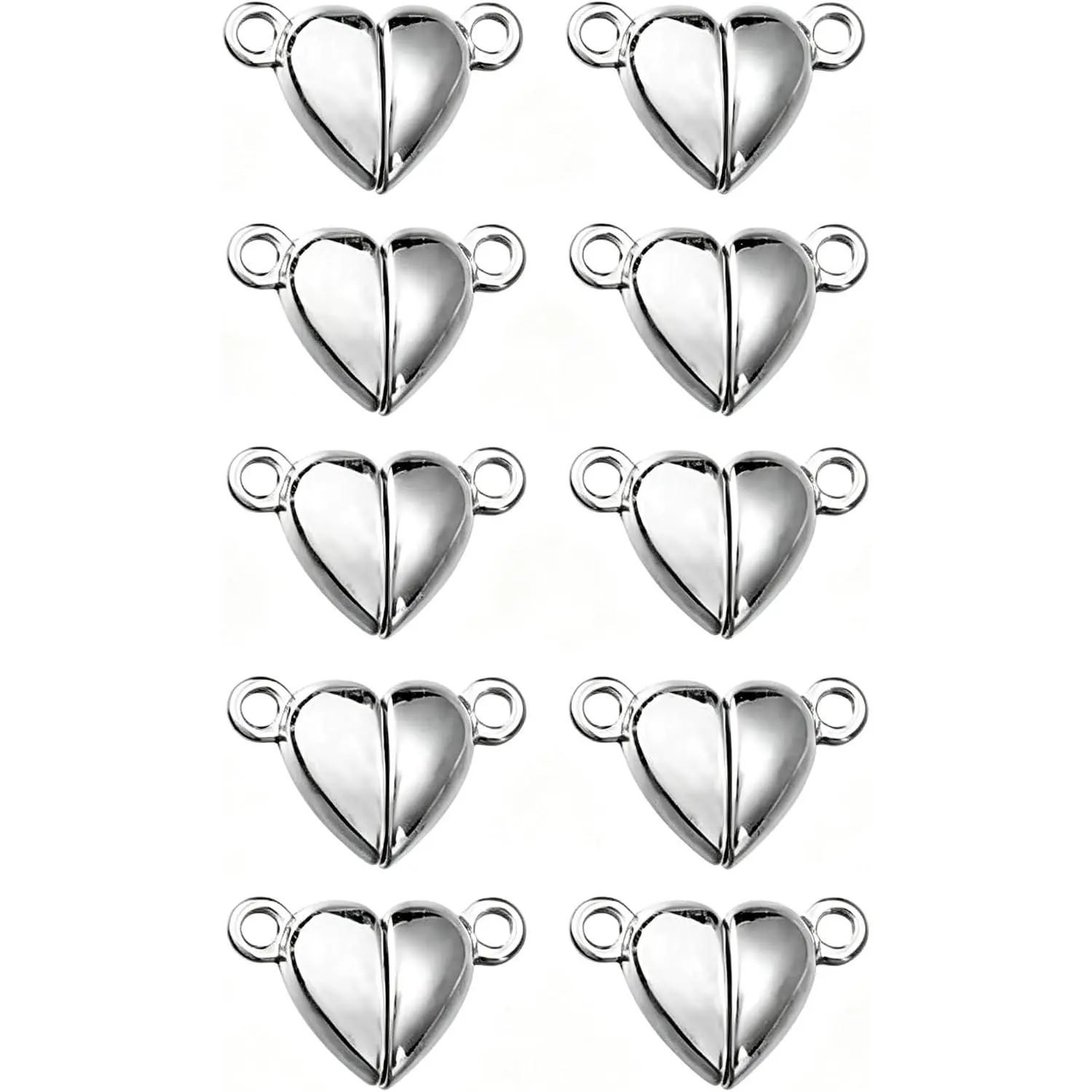 10 count  Friendship Heart Shaped Charm Necklaces,Metal Love Buckle Pendant Heart Shape Necklace Clasp Closures Bracelet for Bracelet Necklace DIY Making Wedding  Accessories