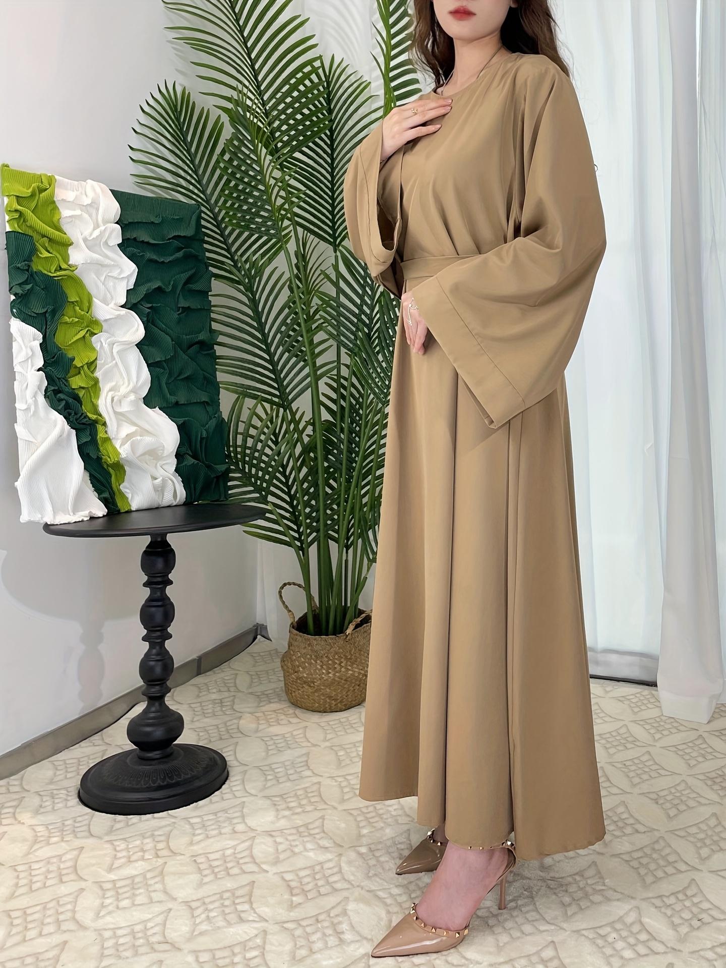 [Middle Eastern Loose Fit Dress] Elegant Green Arabic Women's Muslim Robe |   Middle Eastern Flared Sleeve Long Dress |   Loose Fit All-Season Versatile Home Festival Traditional Attire
