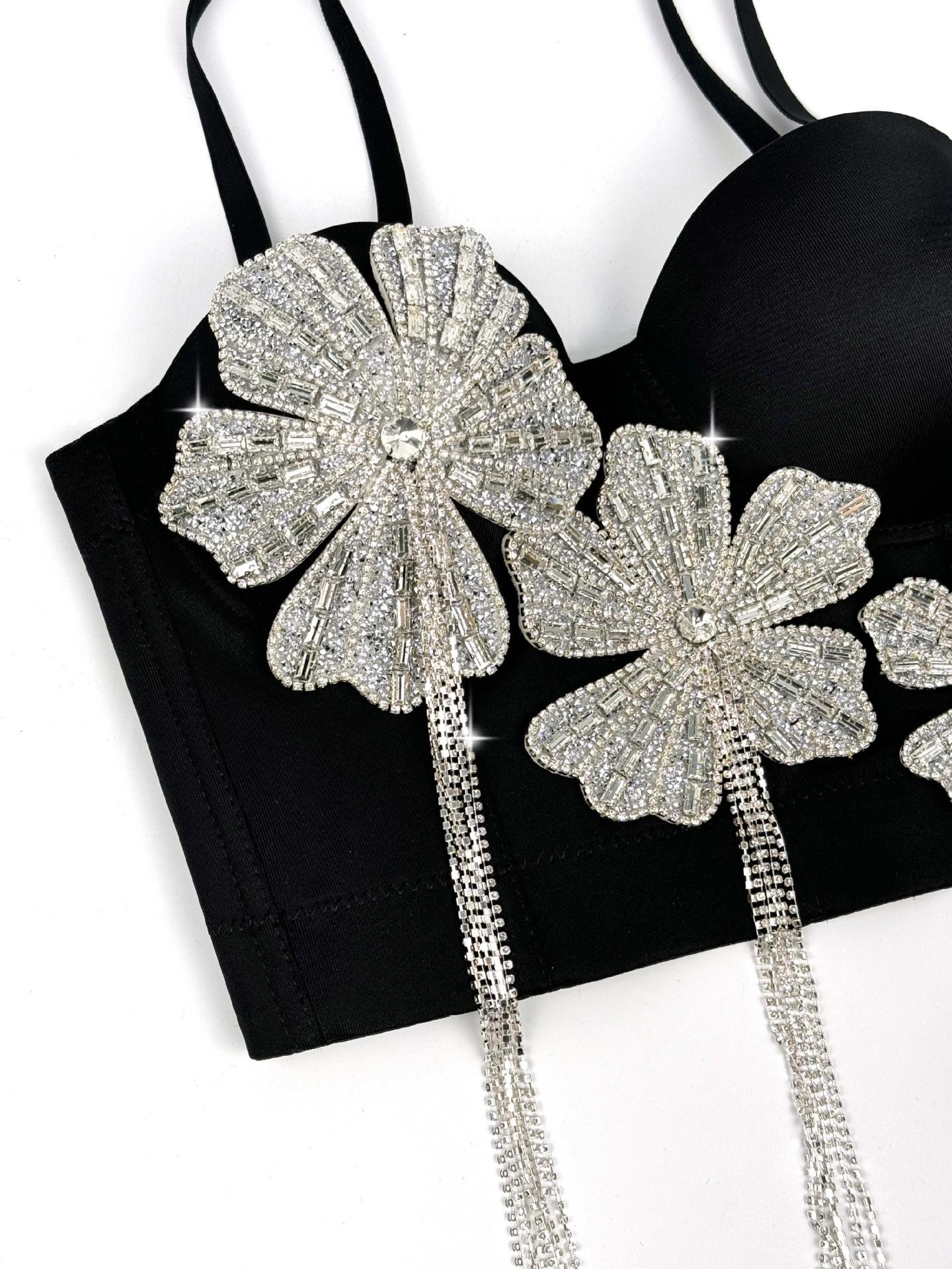 CELOT KEVER Luxury Diamond-Studded Floral Corset Outerwear Fishbone Bra Cotton Fabric Adjustable Breathable Women's Top