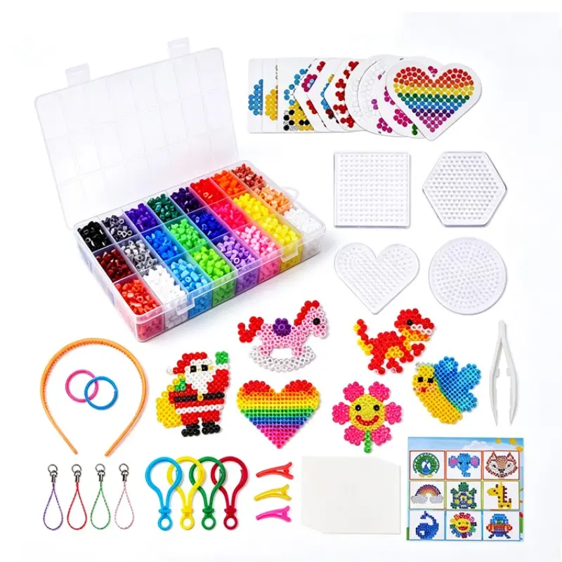 24 Colors Rainbow Laundry Bead Puzzle Set, 6300 Beads DIY Craft Toy, Beads for Crafts, Perfect Birthday or Holiday Gift, Fun Hands-On Activity