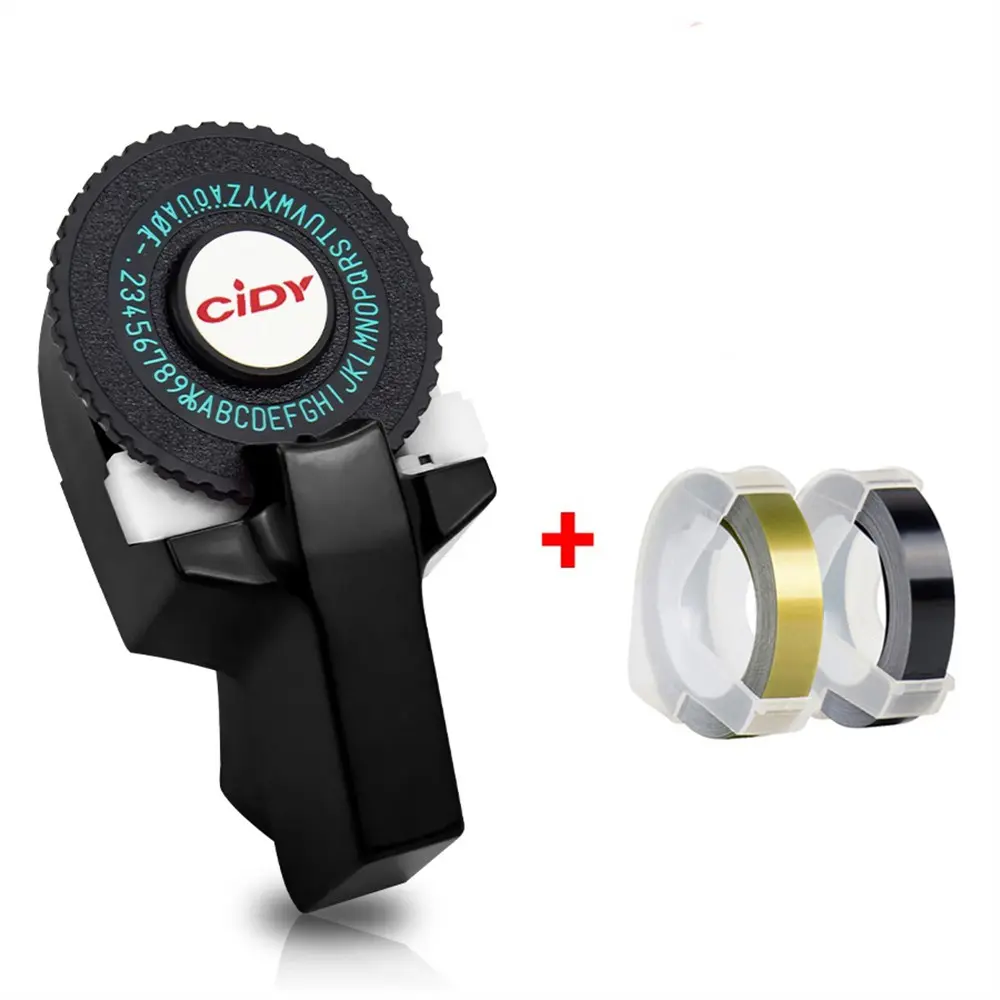 Cidy DIY Manual Label Maker, Includes Filler Band and Wheels, Compatible with Motex 12965 1880, 3D Embossed Printing, PVC 9mm Labels