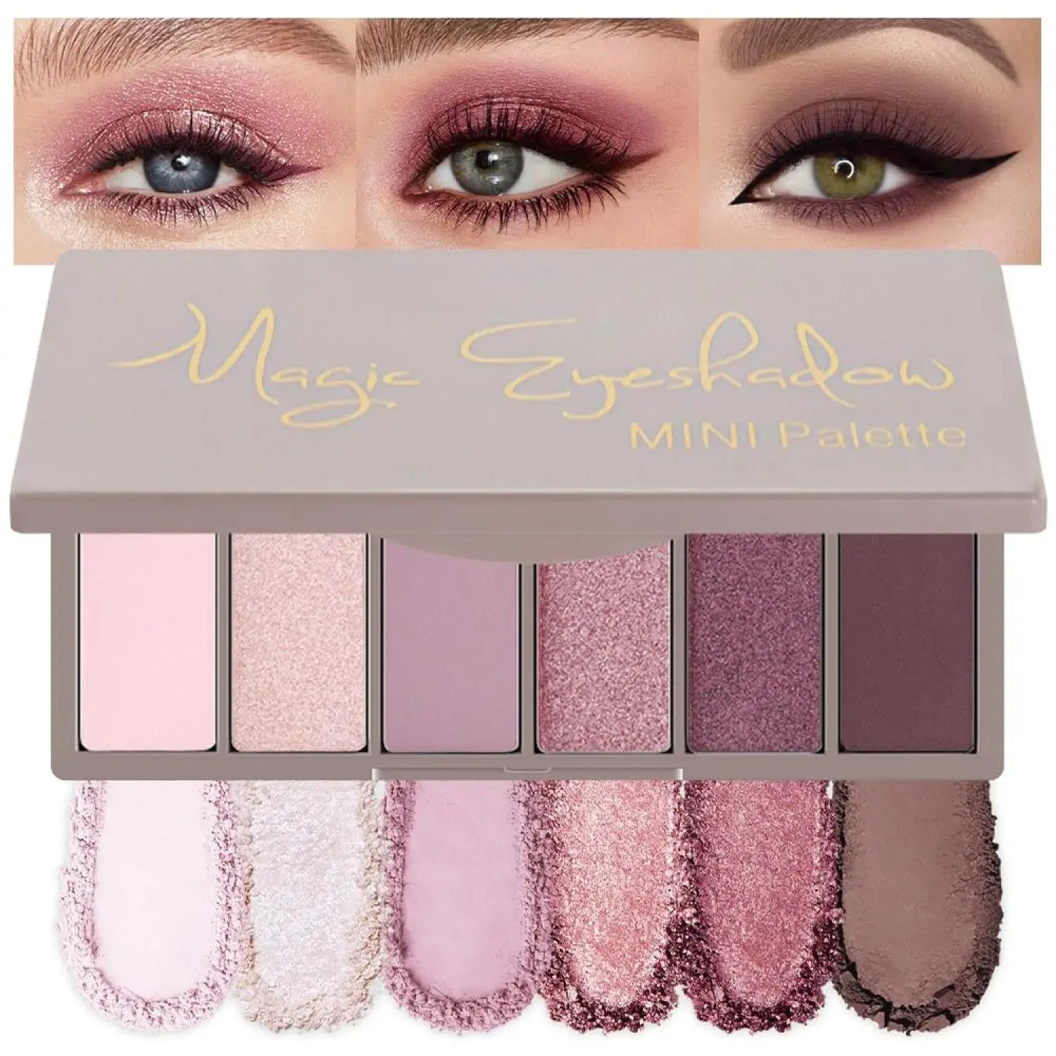 Mini Rose Pink Eye Shadow Palette Makeup, Mauve Plum Matte Shimmer Eyeshadow Palette for Older Women Highly Pigmented Waterproof, paleta de sombras de ojos, Vegan & Cruelty-free, 04 Cosmetic