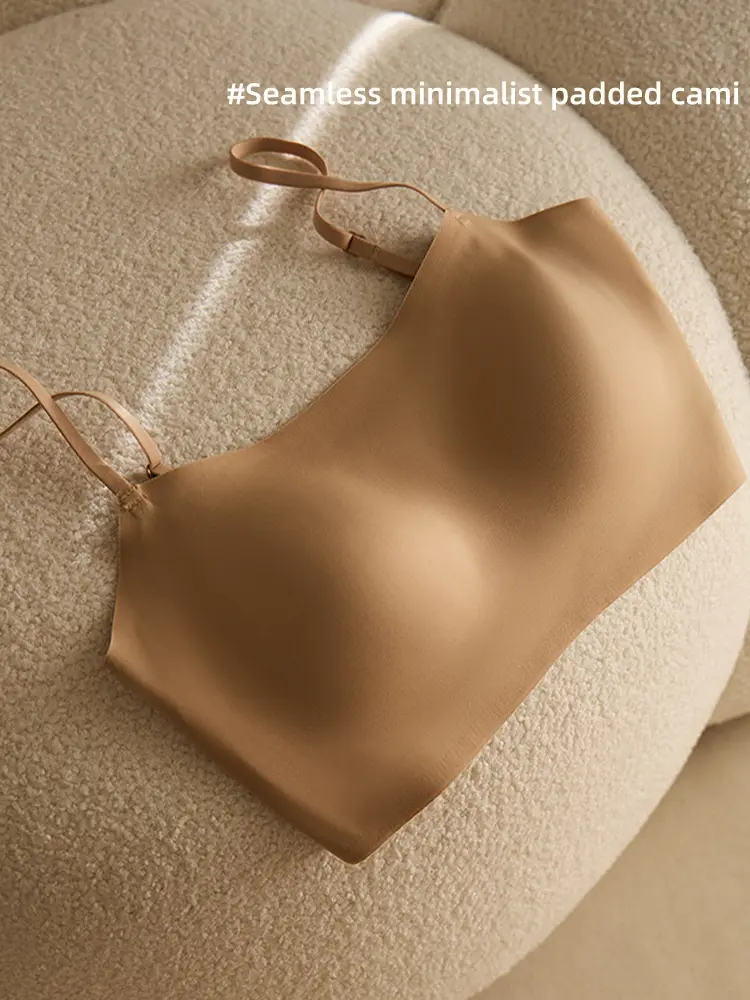 Liquid foundation; skin friendly design for women’s back; built in bra pads; invisible bra/lingerie integrated tank top; camisole bra; strapless bra