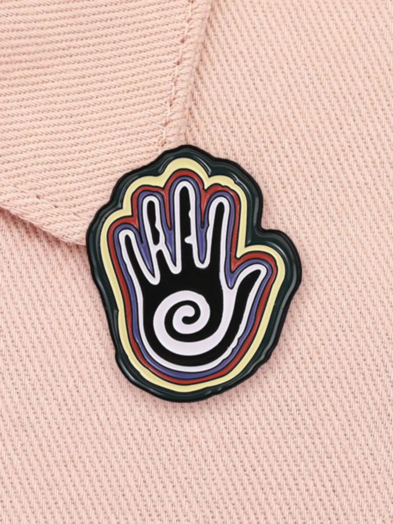 Shaman Hand Spiral Enamel Pin Mystic Tribal Palm Brooch Psychedelic Multicolor Layer Lapel Badge Spiritual Witchy Alloy Brooch Lapel Backpack Clothing Decor Badge Fashion Jewelry Accessories Gift for Friends