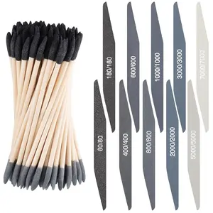 40 count Model Sanding Sticks Set Include 10 Polishing Sticks  30 Double End Matchsticks Fine Detailing Sanding Twigs Coded Abrasive Tools for Tight Spaces Models(Double Angle)