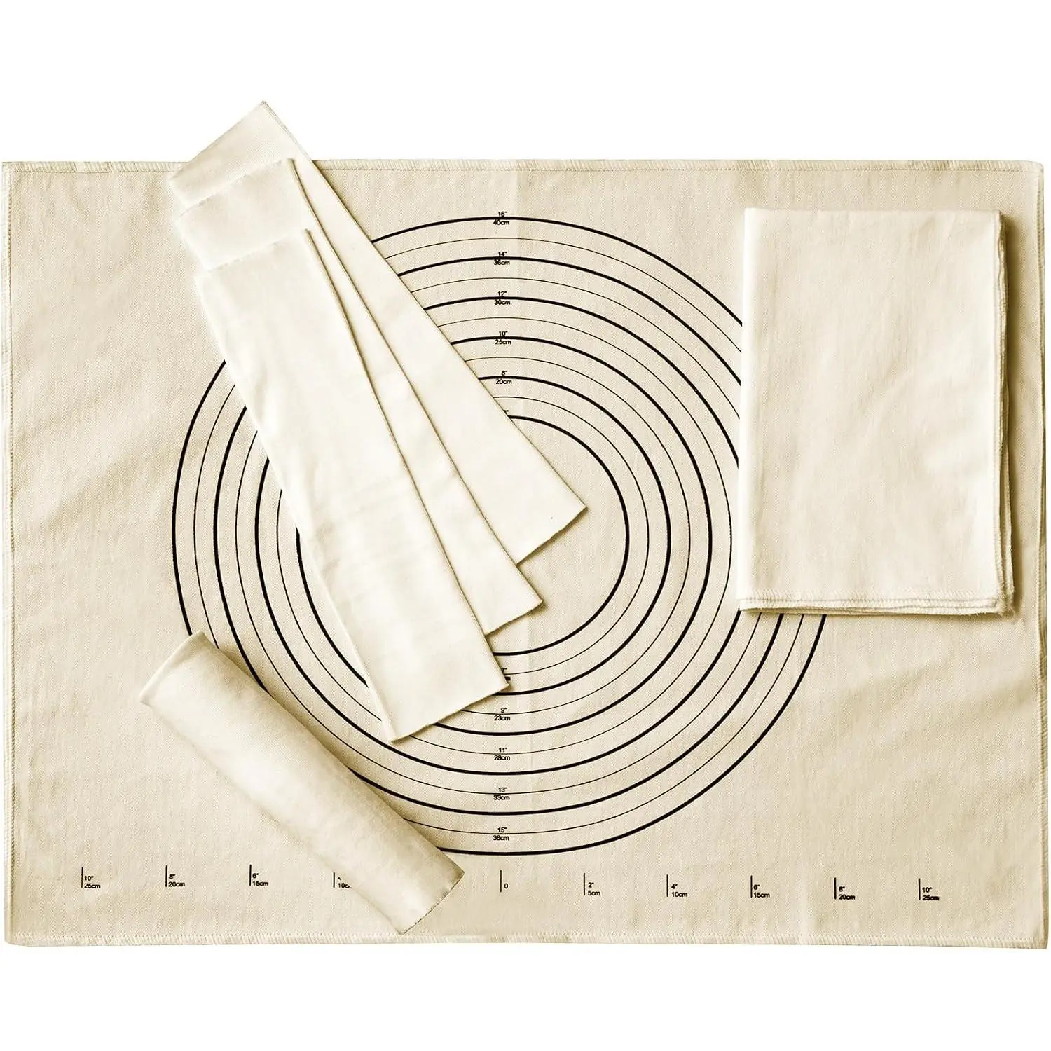 6 count Pastry Cloth and Rolling Pin Cover Set, 25 x 20 in  Mat |  Dough Rolling Mat, 4 Sleeves Included, Non-Stick Surface, Pie Bread Baking,  Pastry Mat Set
