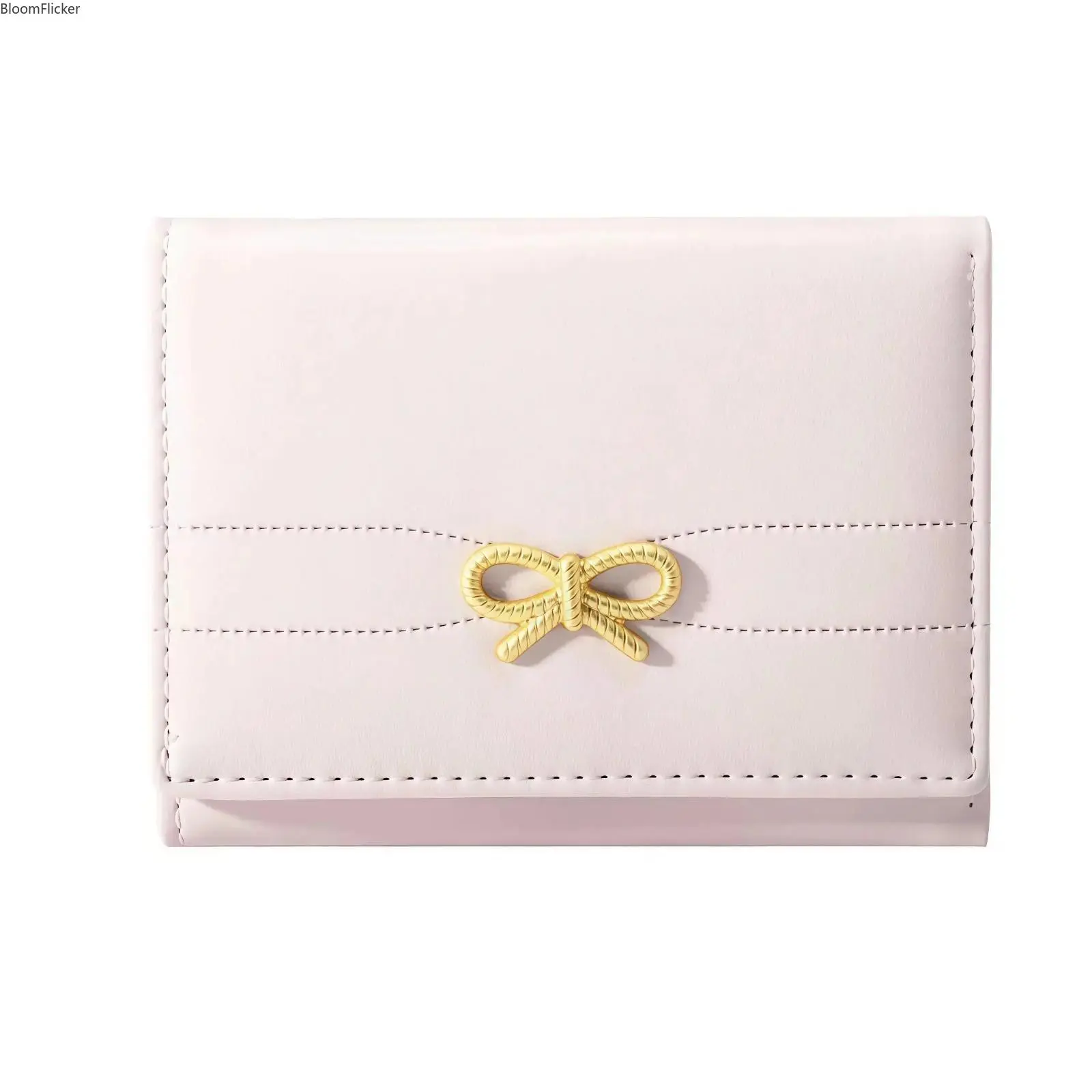 Women’s Bow Accent Mini Wallet, Cute Compact Card Holder with Clear ID Window, Lightweight Small Purse Organizer, Portable Daily Accessory for Gym, Travel & Thoughtful Gift for Girls