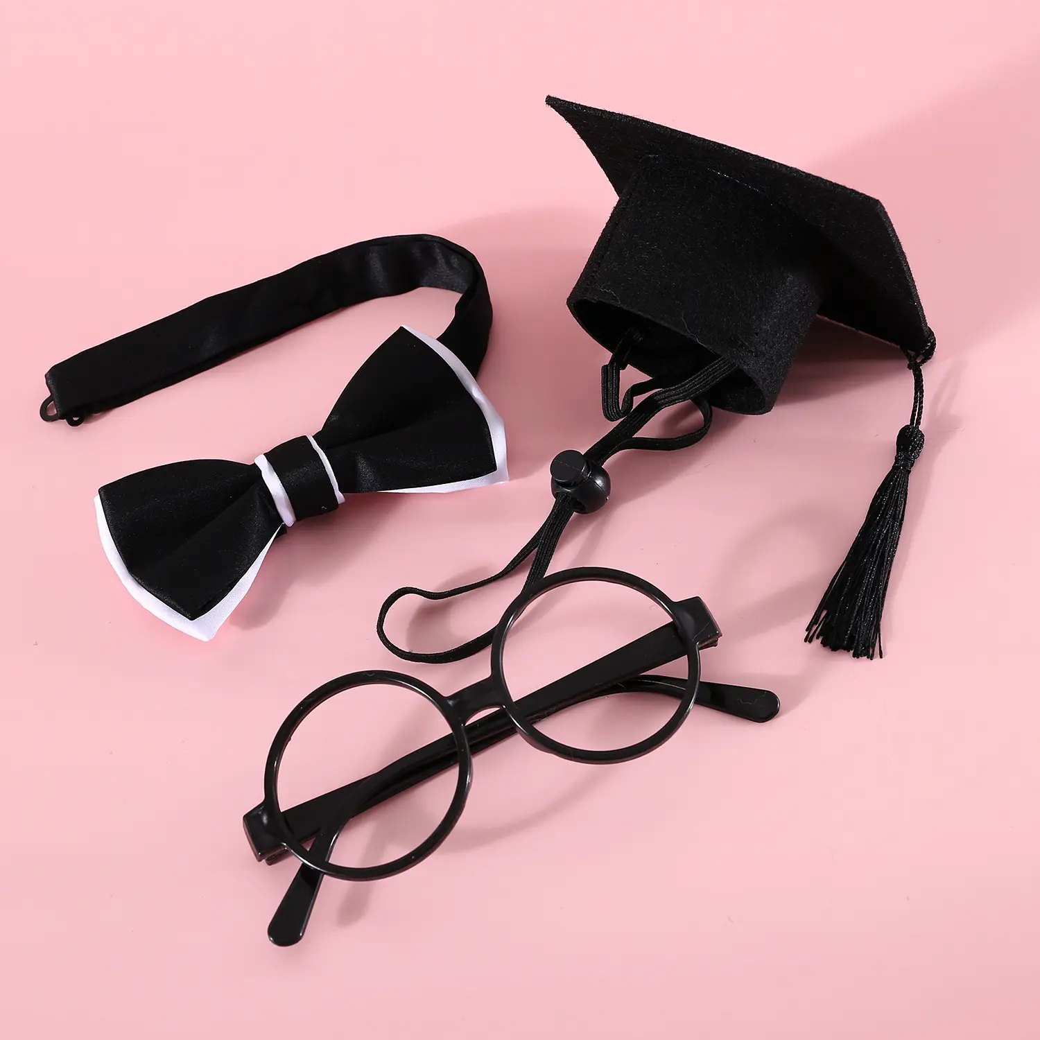 Felt Graduation Doctor Theme Gentleman Pet Costume Set - Doctor Cap, Glasses, Bow Tie Props for Dogs & Cats, Sports & Outdoor Sun Protective Accessories (Set Pack), C
