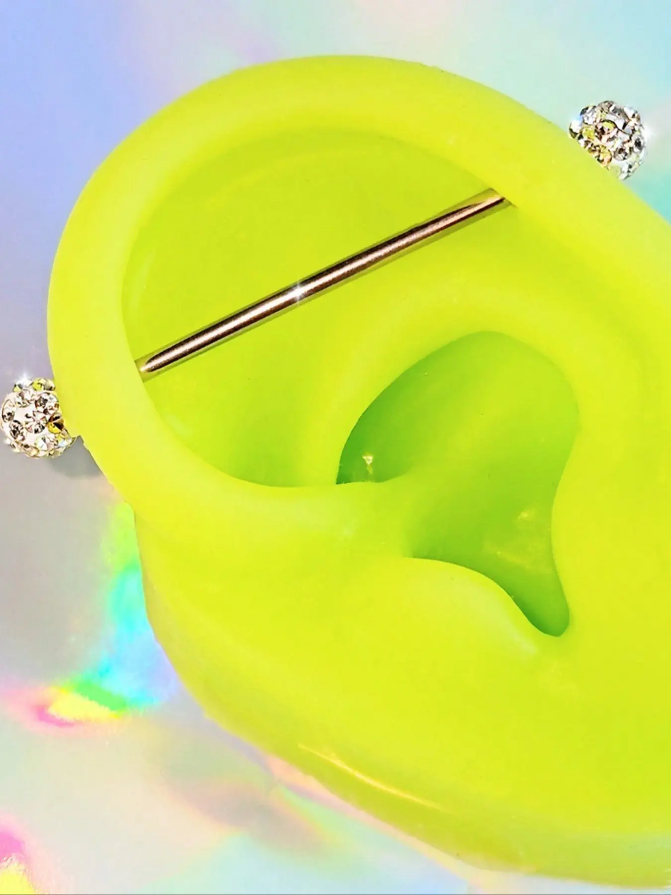 Fashionable 316L Stainless Steel Clip-On Earrings, Clay Ball and Industrial Long Rod, Perfect for Daily Wear, Women's Jewelry