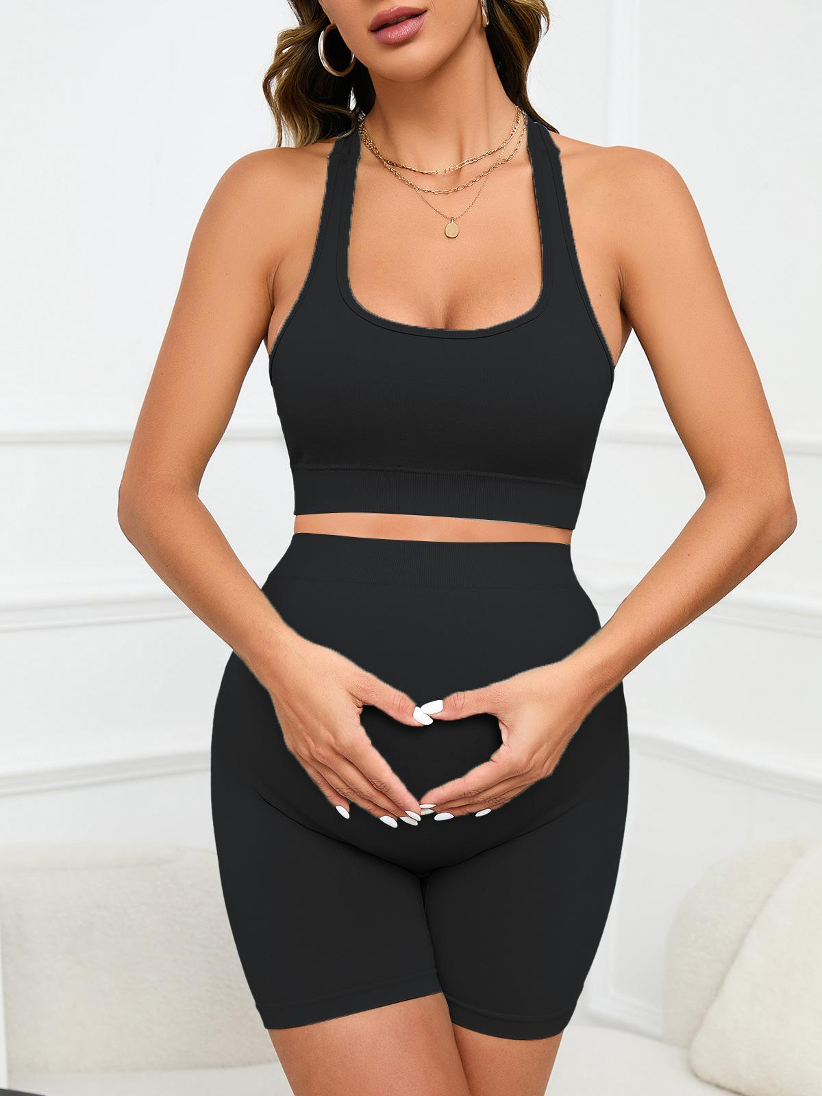 New Moisture-Wicking Quick-Dry Sports Fitness Yoga Pilates Bra and Shorts Set for Pregnant Women