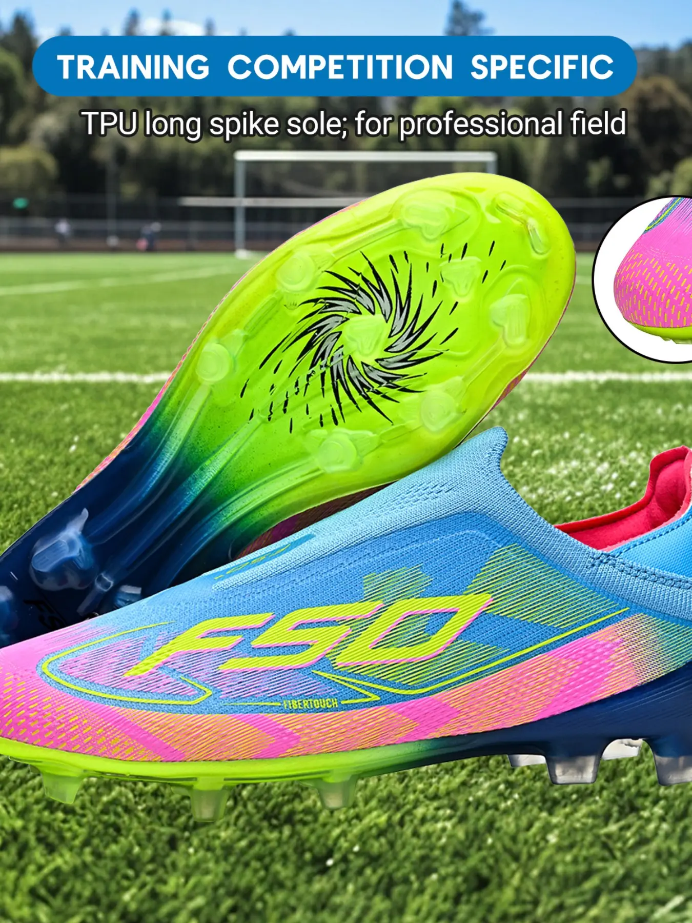 New Breathable Soccer Shoes Fg/ag Long Studs for Artificial Grass, All-Season Anti-Slip Sports Shoes, Durable Outdoor Indoor Footwear