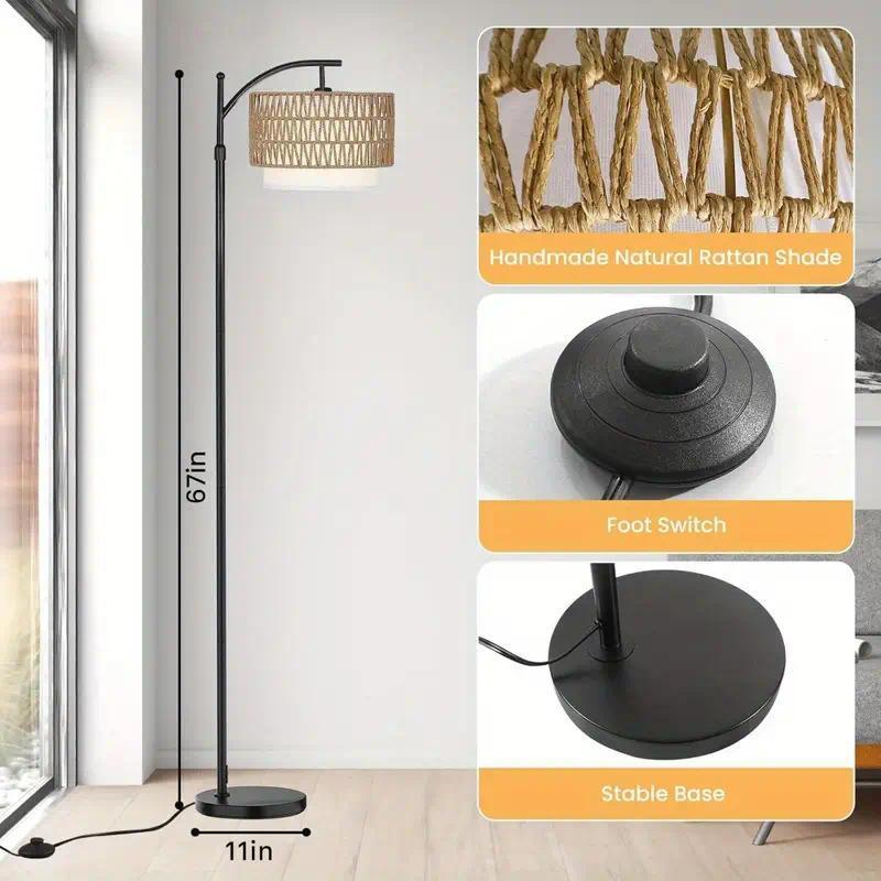Farmhouse LED Floor Lamp, App & Remote Control Smart Standing Light Modern Lighting for Living Room, Bedroom, Home Office