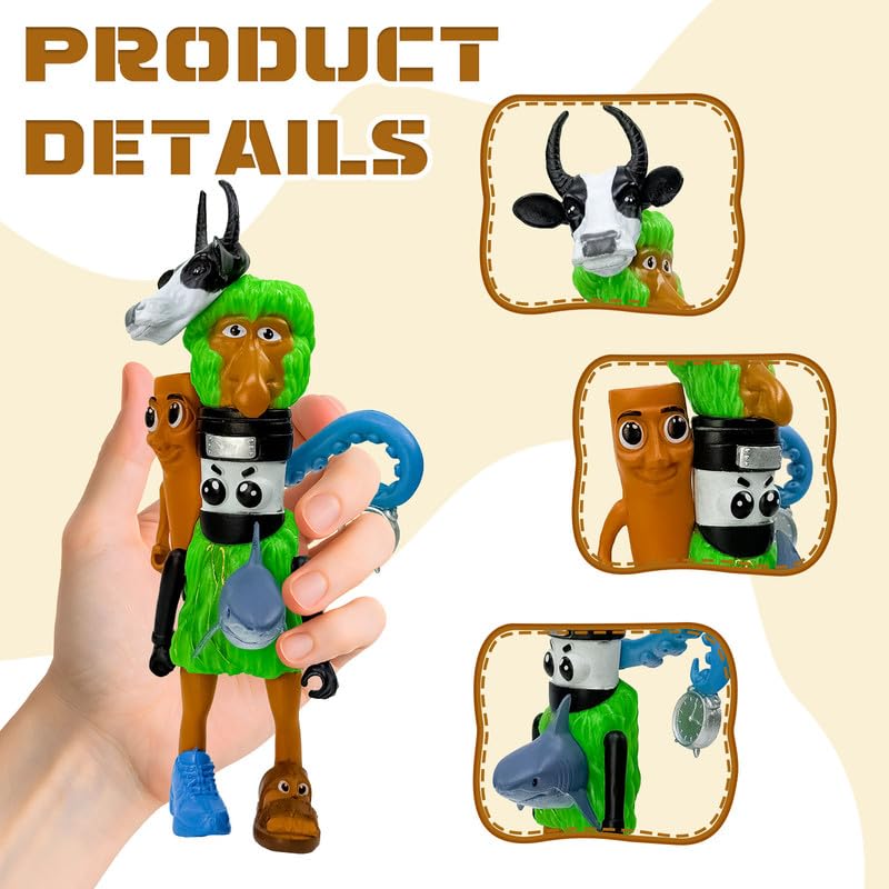 Italian Brainrot Action Figure Set, Tung Tung Sahur Tralalero Model, Fun Desktop Decorations Ornaments Toys for Kids and Fan