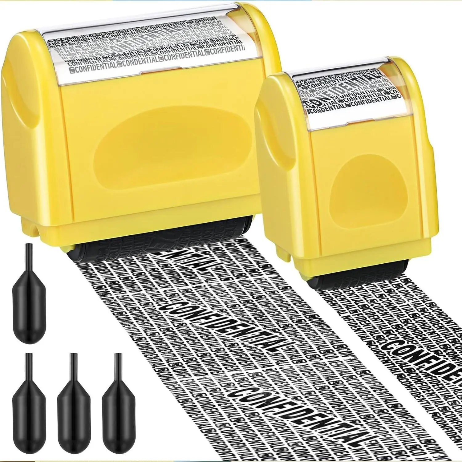 Nezyo 2 Pack Identity Protection Roller Stamp, Confidential Privacy Stamp, 4 Pack Refill Ink, Secure ID Account Data