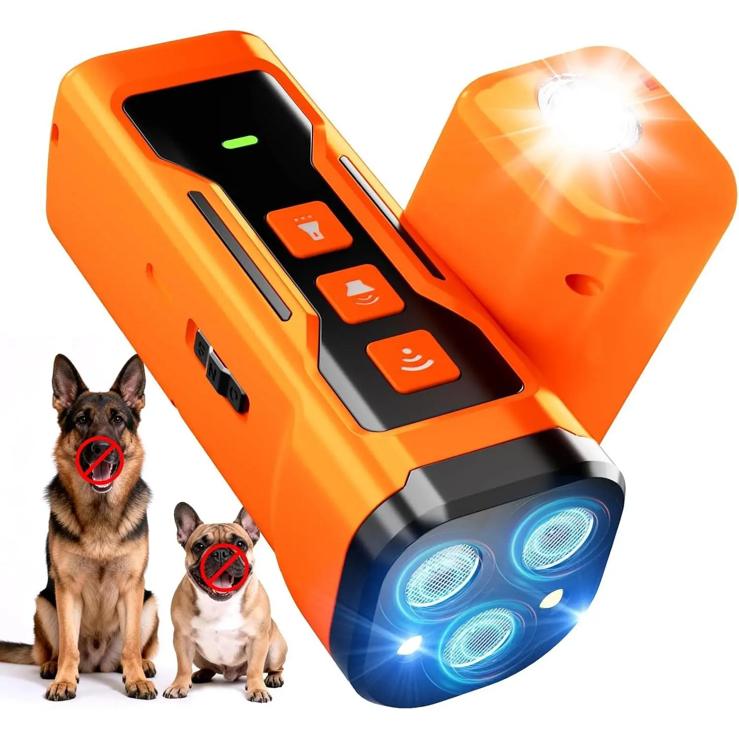 6 Modes 3X Ultrasonic Dog Bark Deterrent 33FT Range Anti Barking Device with Flashlight for Indoor Outdoor Dog Training