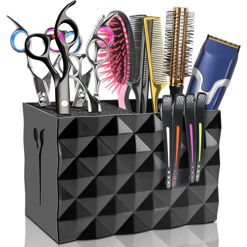 Barber Holder Box, Barber Accessories Barber Supplies, Professional Salon Hairdressing Rack Holder Storage Organizer for Hairstyling Combs Clips Brushes (Black)
