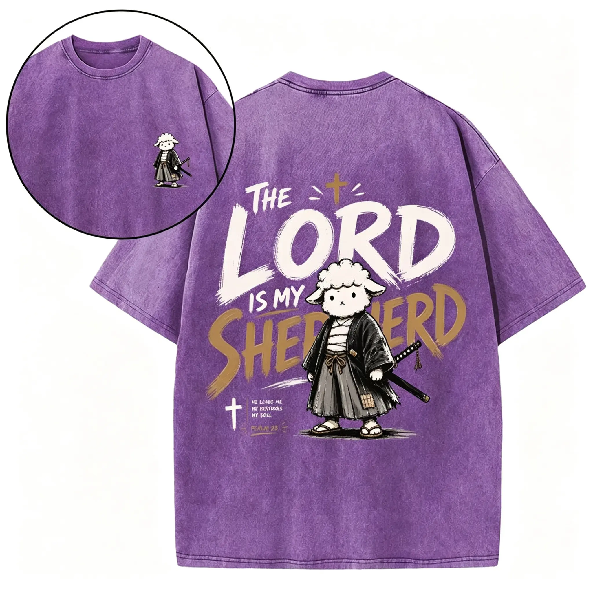 The Lord Is My Shepherd Christian Washed T-Shirt casual cotton