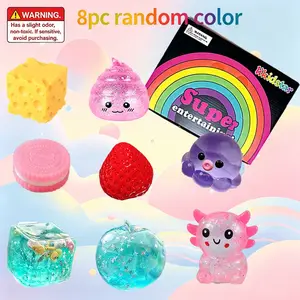 8 Piece Transparent Glitter Squishy Toy Set, Soft Tpr Ocean Animal Stress Relief Toys, Kids Sensory Play, Party Favors, Adhd Desk Accessories