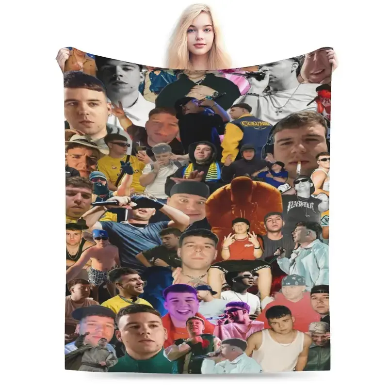 Rapper Quevedo Graphic Warm Blanket  Picnic Plush Bedding Throws Graphic Couch Chair Flannel Bedspread Sofa Bed Cover