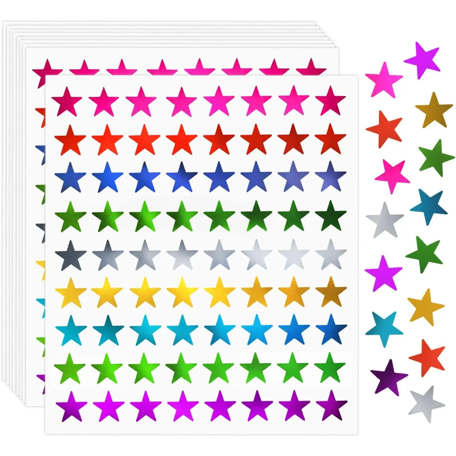 Star Stickers, 0.6" Foil Star Metallic Stickers, Star Stickers Reward, Foil Star Stickers for Behavior Chart, Student Planner, School Classroom Teacher Supplies, DIY
