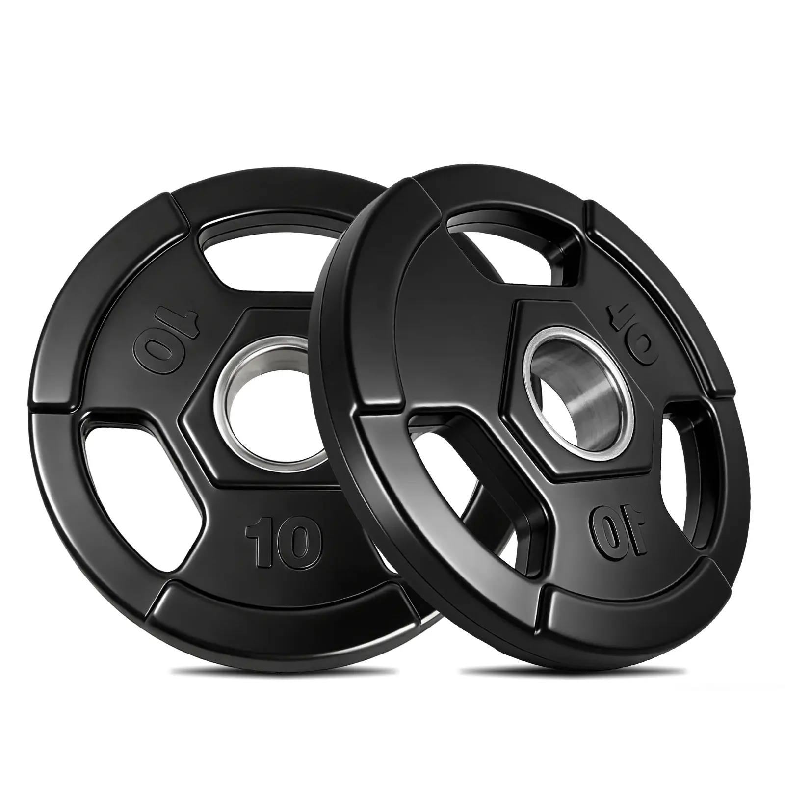 Garvee Rubber Grip Weight Plates Pair for Barbell – 2-Inch Rubber Encased Iron, Low Noise, Floor Safe, Ideal for Home Gym Strength Training & Weightlifting – Compatible with International Games Bars