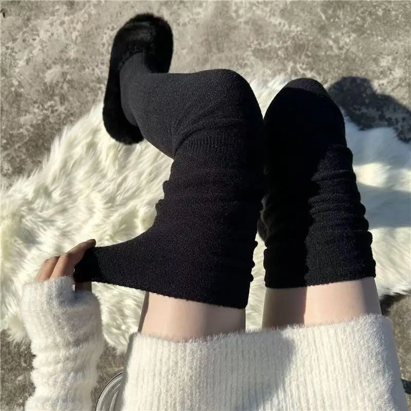 2 Pcs Women’s Thigh High Socks, Fleece Lined Over The Knee Socks, Warm Long Boot Socks for Fall Winter Outfits