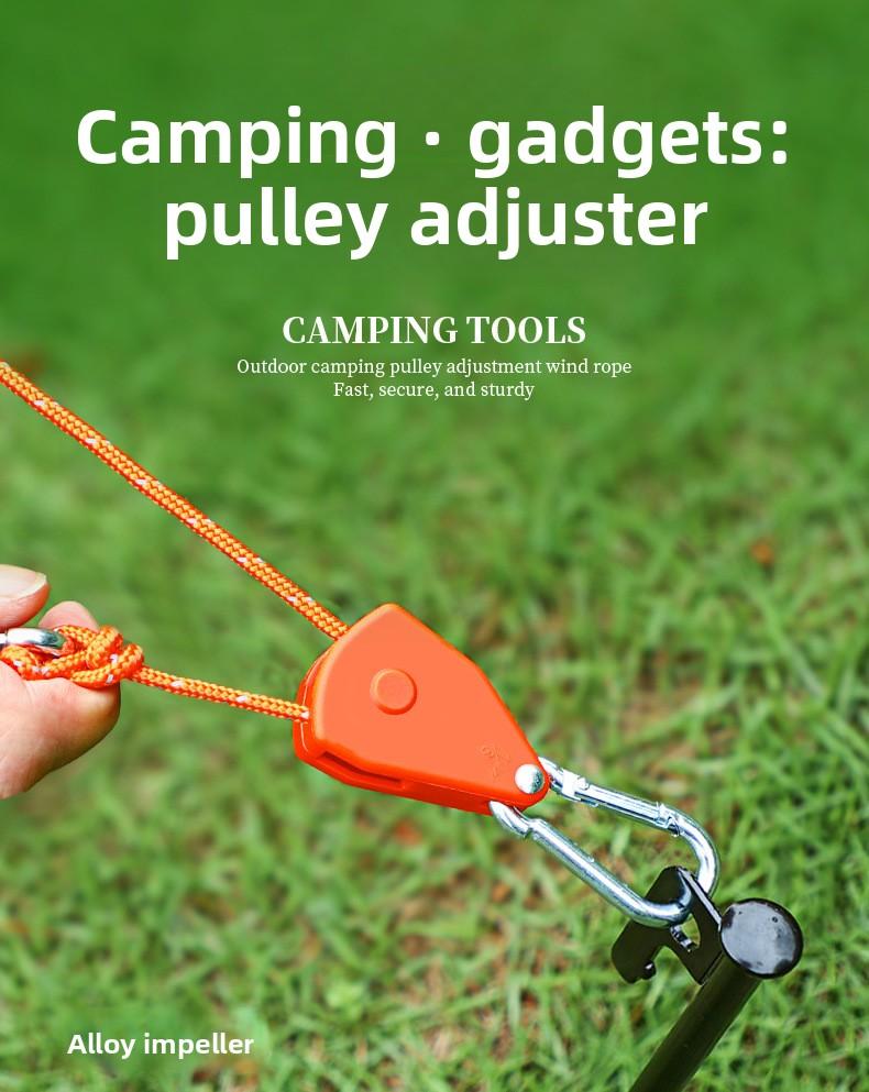 Outdoor camping tent windproof rope pulley adjuster