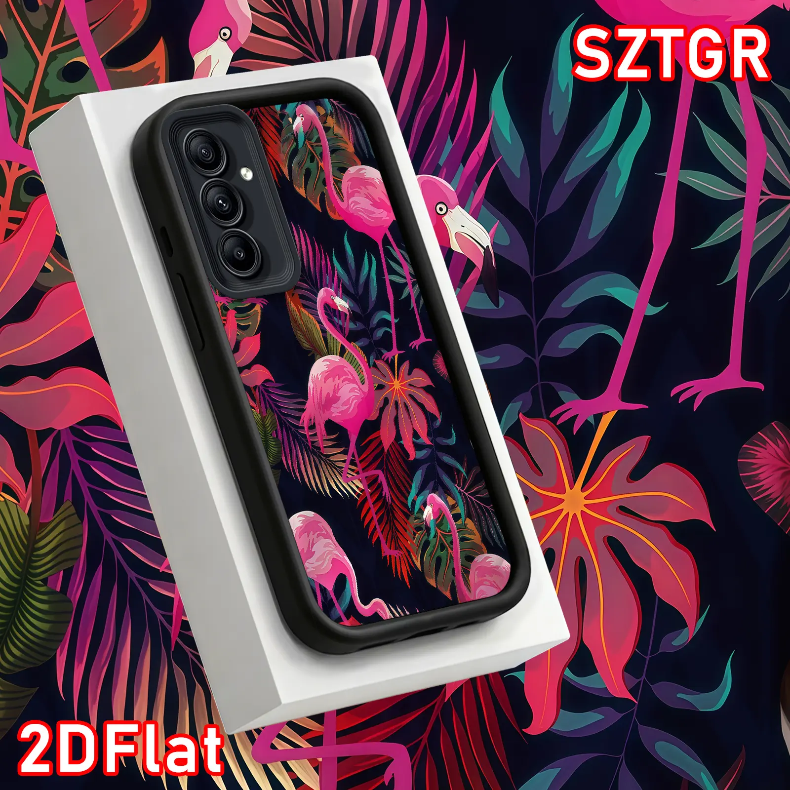 Phone Case - 2D Flamingo Tropical Leaves Phone Case for Samsung Galaxy S26 Ultra Plus, Summer Beach Vibes for iPhone 17 E Air 16 15 14 Pro Max Plus 13 12 Mini 11 X XS XR