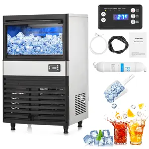 Commercial Ice Maker Machine, 130-150 LBS/24H Stainless Steel Under-Counter Ice Machine with 26.5 LBS Storage Bin, Freestanding Clear Ice Cube Maker with Self-Cleaning & Reservation Timer for Home Bar Coffee Shop, 110V