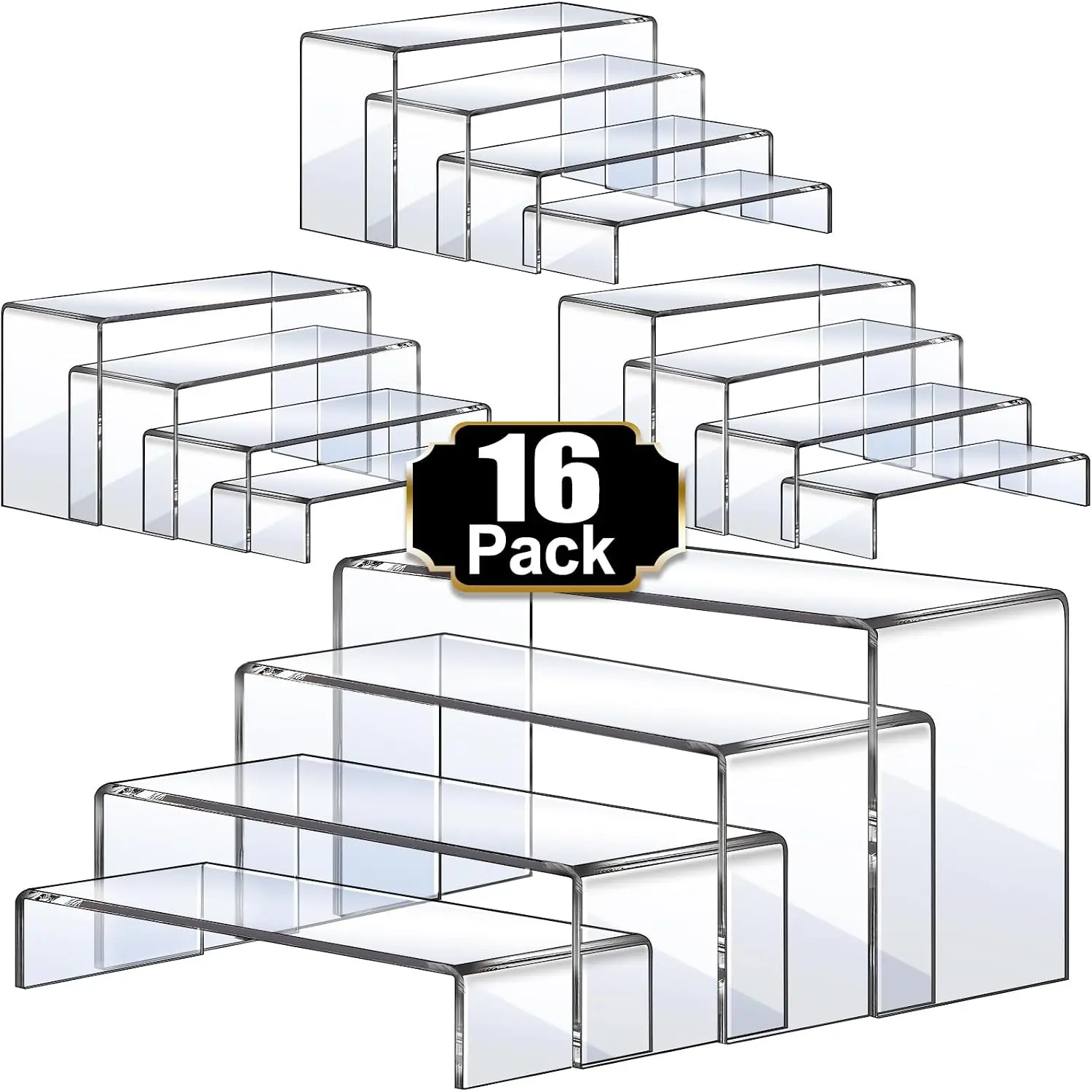 Aheroi 16Pcs 4 Sets Acrylic Risers Display Stands