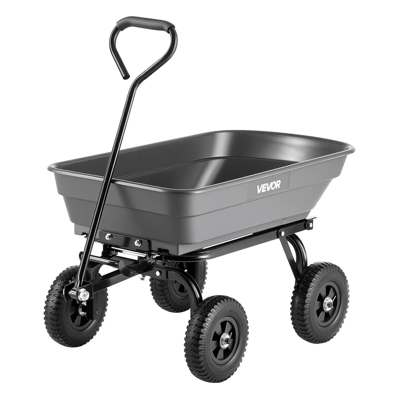 VEVOR Garden Dump Cart, 600 lbs Poly Dump Cart, Garden Carts Dumps Wagon with 90 °   Quick-Dumps Mechanism, 180 °   Swivel Wheels, 270 °   Flexible Rotating Bearings, Yard Wagon for Plants, Soil, Crops