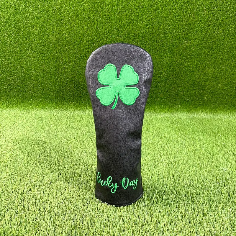 Lucky Day Clover Golf Club Head Covers, PU Leather Embroidery, Fashionable Golf Club Protection, Ideal Gift for Golf Enthusiasts