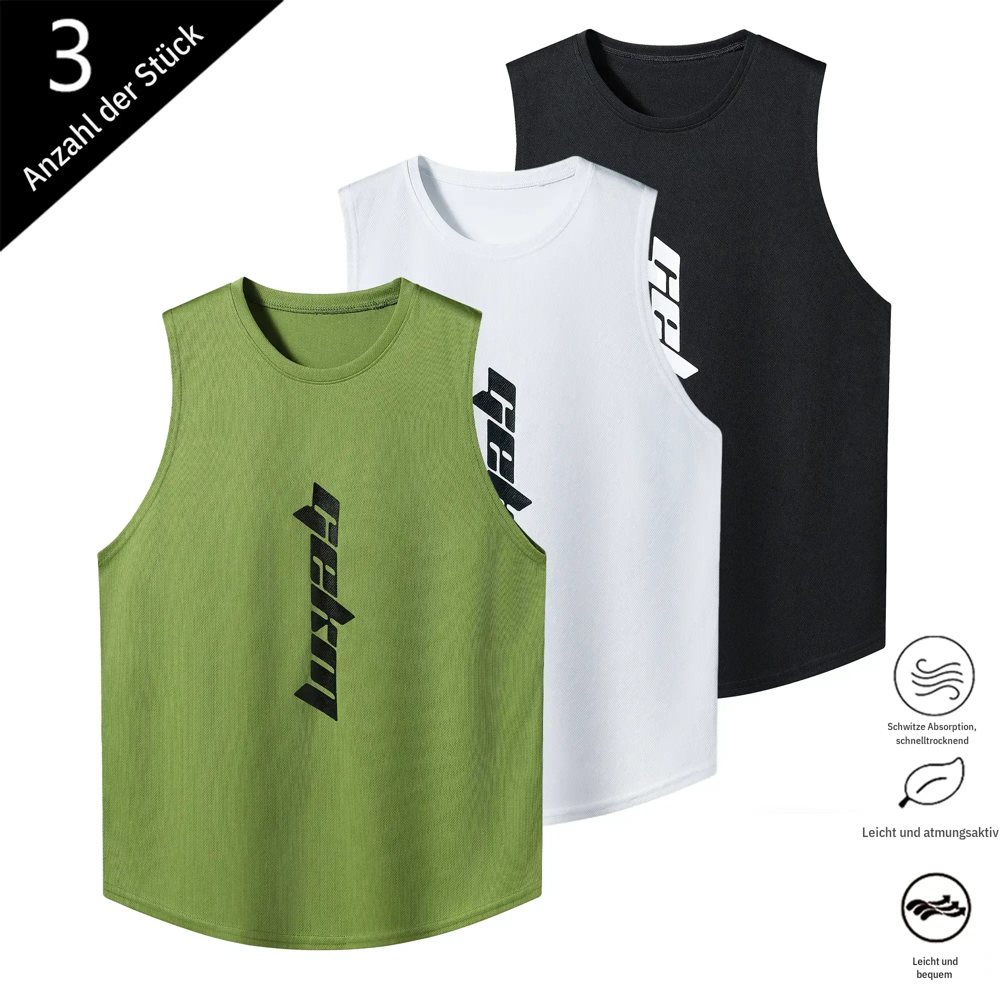 Men’s quick dry breathable athletic tank top for fitness and running; stylish casual quick dry T shirt, ultra lightweight, moisture wicking