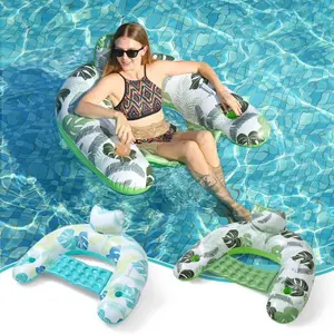Water floating mat, inflatable floating pad, floating lounger with cup holder, floating bed, hammock, floating cushion, pool floating bed