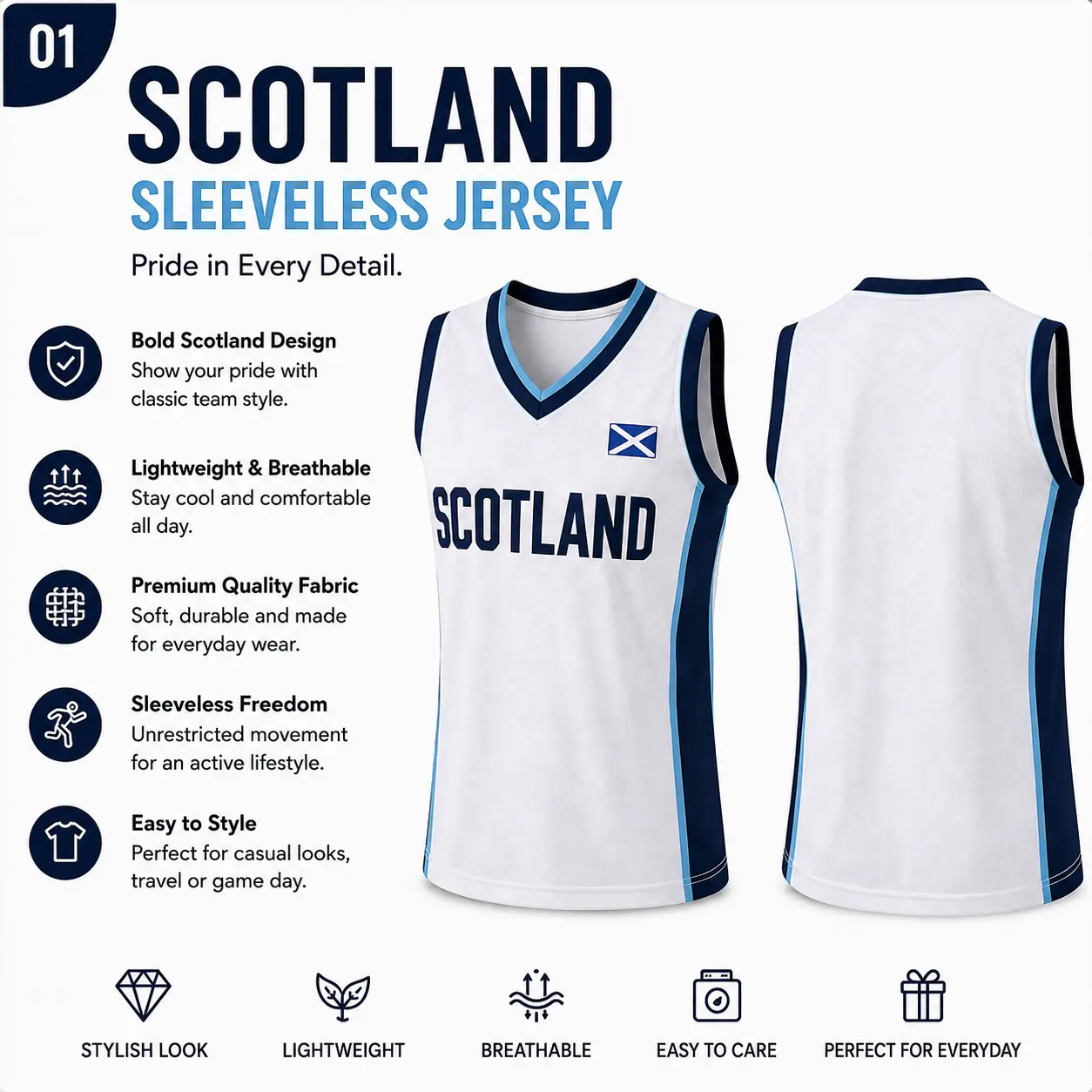 Y2K Scottish Team Women's V-neck Football Jersey Vest. Made from lightweight and breathable sports fabric, it is suitable for watching football games, fan gatherings, and casual summer wear