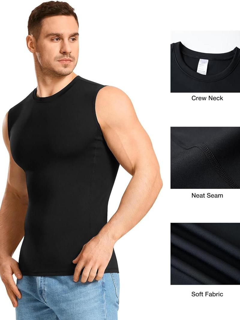 Men's Solid Color Compression Top, High Stretch Breathable Sleeveless Shapewear Top, Tummy Control Shaper for Men, Compression Shapewear Tops