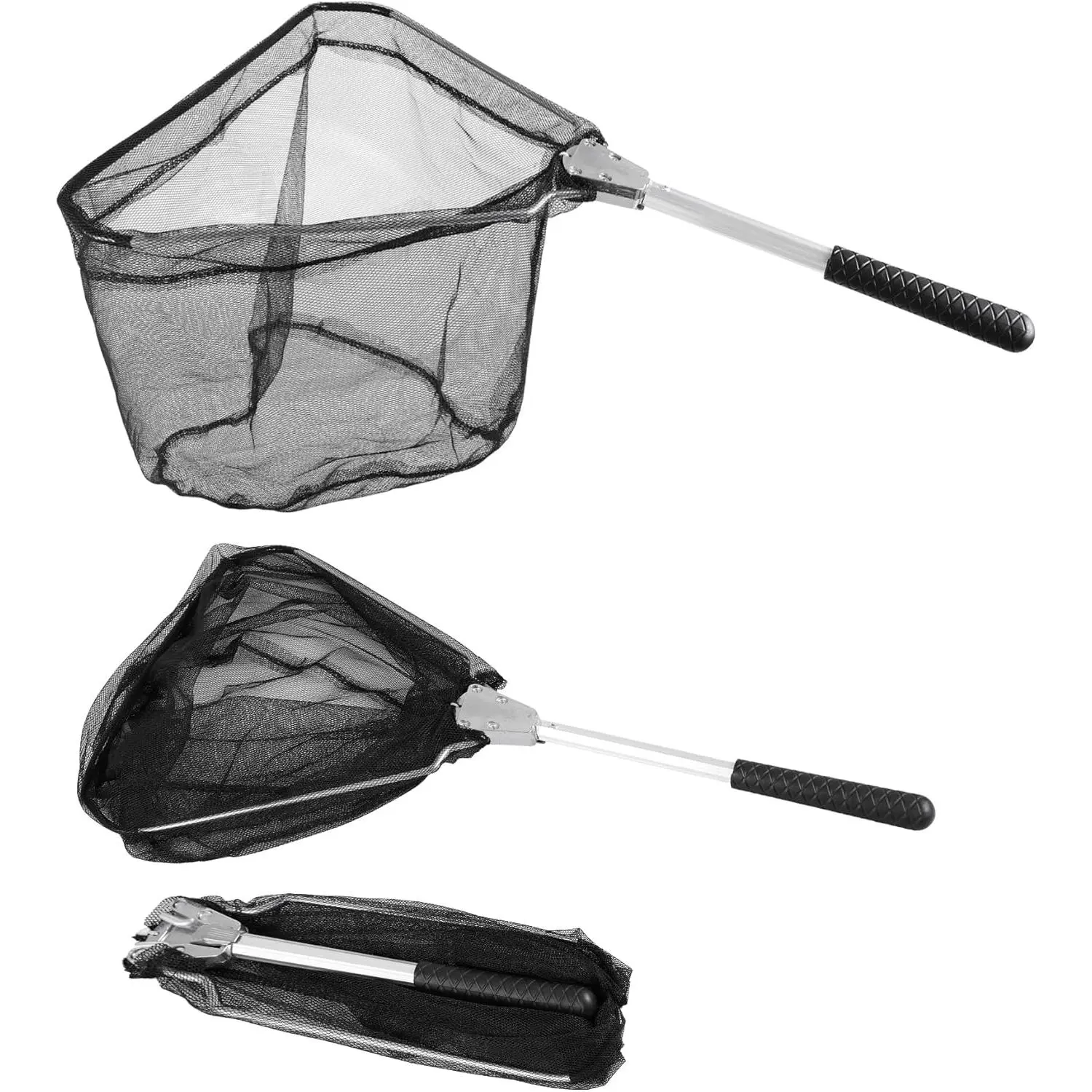 Fishing Landing Net with Telescoping Pole Handle, Freshwater Fishing Net for Kids Men Women, Extendable 40 to 63 Inches, Lightweight and Durable