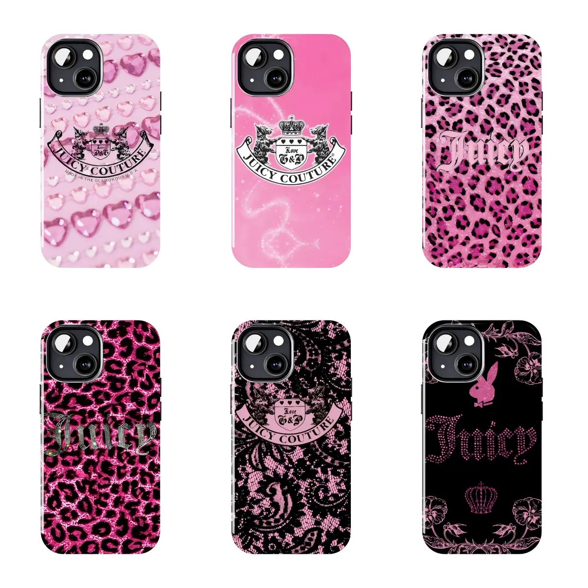 Hot Pink Leopard Juicy Lace Bunny Silicone Phone Case Shell, Ergonomic Mobile Phone Accessory with Protection, Compatible with iPhone 11-17 Pro Max/Plus, Samsung Galaxy S23-25, Accessories