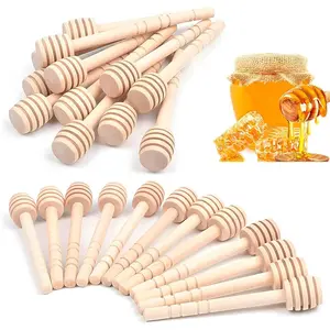 24 Pack Wooden Honey Dipper Sticks Honeycomb Stick, 4 Inch Mini Honey Stirrer Stick, for Honey Jar Dispense Drizzle Honey and Wedding Party Gift