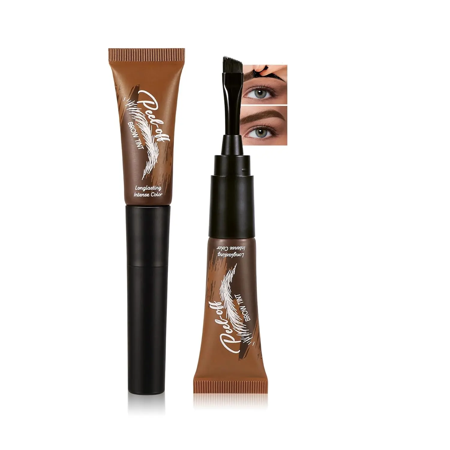 Nectarbellis Women's Easy Peel-Off Eyebrow Gel, Foolproof Apply-Then-Peel Tattoo Stick Gel with 150° Small Curved Tray, Long-Lasting Waterproof Sweatproof Non-Fading 3-Day Full Well-Defined Eyebrow Makeup Tool